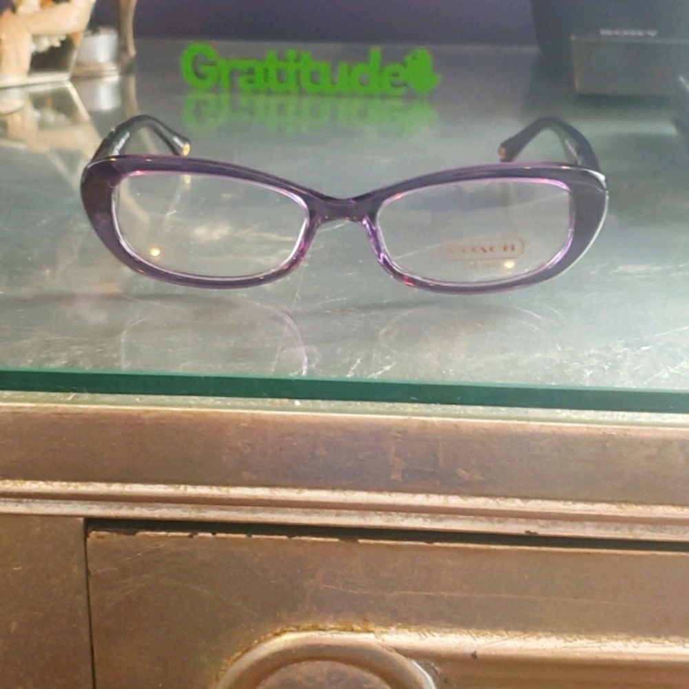 NWOT Coach purple small rectangular eye glasses